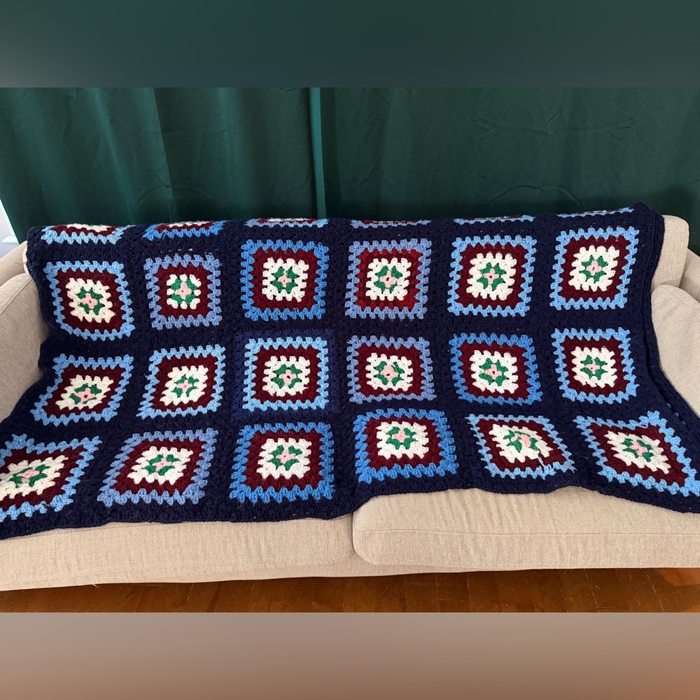 Handmade Crochet Granny Square Throw - Picture 2 of 4